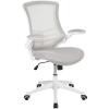 Flash Furniture Kelista Mid-Back Swivel Office Chair with Adjustable Seat Height, Ergonomic Mesh Desk Chair with LeatherSoft Seat, Black(Light Gray Mesh/White Frame)