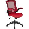 Flash Furniture Kelista Mid-Back Swivel Office Chair with Adjustable Seat Height, Ergonomic Mesh Desk Chair with LeatherSoft Seat, Black(Red Mesh)