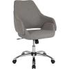 Flash Furniture Madrid Home and Office Upholstered Mid-Back Chair in White LeatherSoft(Light Gray Fabric)