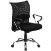 Flash Furniture Mid-Back Black Mesh Swivel Manager’s Office Chair with Adjustable Lumbar Support and Arms
