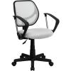 Flash Furniture Neri Low Back Black Mesh Swivel Task Office Chair with Curved Square Back and Arms(White)