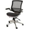 Flash Furniture Warfield Mid-Back Transparent Black Mesh Executive Swivel Office Chair with Graphite Silver Frame and Flip-Up Arms(Black Mesh/Graphite Silver Frame)