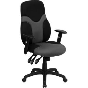 Flash Furniture Abbott High Back Ergonomic Black and Gray Mesh Swivel Task Office Chair with Adjustable Arms
