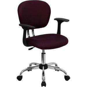 Flash Furniture Beverly Mid-Back Burgundy Mesh Padded Swivel Task Office Chair with Chrome Base and Arms