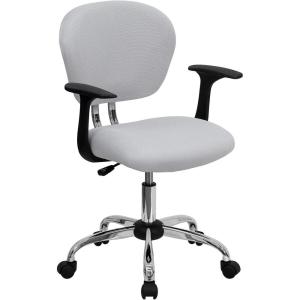 Flash Furniture Beverly Mid-Back Coffee Brown Mesh Padded Swivel Task Office Chair with Chrome Base and Arms(White)