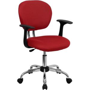 Flash Furniture Beverly Mid-Back Red Mesh Padded Swivel Task Office Chair with Chrome Base and Arms