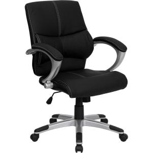 Flash Furniture Bodie Mid-Back Black LeatherSoft Contemporary Swivel Manager’s Office Chair with Arms