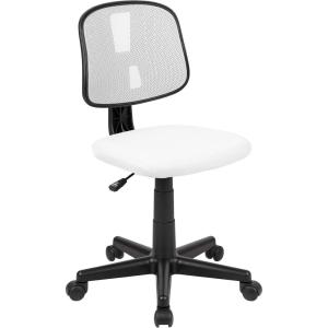 Flash Furniture Flash Fundamentals Mid-Back Swivel Task Office Chair with Pivot Back, Height-Adjustable Ergonomic Mesh Office Desk Chair, Black(White)