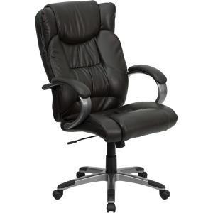 Flash Furniture Hansel High Back Espresso Brown LeatherSoft Executive Swivel Office Chair with Titanium Nylon Base and Loop Arms(Espresso Brown)