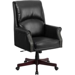 Flash Furniture High Back Pillow Back Burgundy LeatherSoft Executive Swivel Office Chair with Arms(Black)
