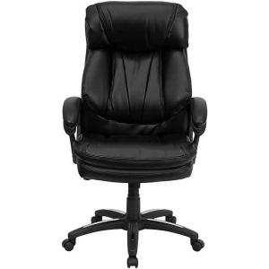 Flash Furniture Iris High Back Black LeatherSoft Executive Swivel Ergonomic Office Chair with Plush Headrest, Extensive Padding and Arms