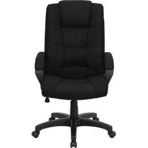 Flash Furniture Jessica High Back Black LeatherSoft Executive Swivel Office Chair with Arms(Black Fabric)