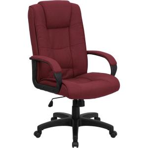 Flash Furniture Jessica High Back Black LeatherSoft Executive Swivel Office Chair with Arms(Burgundy Fabric)
