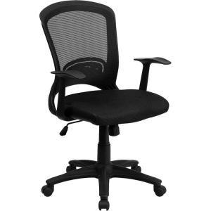 Flash Furniture Manny Mid-Back Designer Black Mesh Swivel Task Office Chair with Arms
