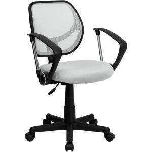 Flash Furniture Neri Low Back Black Mesh Swivel Task Office Chair with Curved Square Back and Arms(White)