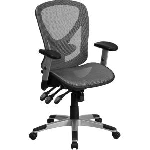 Flash Furniture Sam Mid-Back Transparent Gray Mesh Multifunction Executive Swivel Ergonomic Office Chair with Adjustable Arms(Grey)