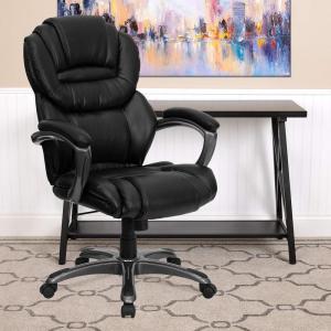 Flash Furniture Stella High Back Brown LeatherSoft Executive Swivel Ergonomic Office Chair with Arms(Black)