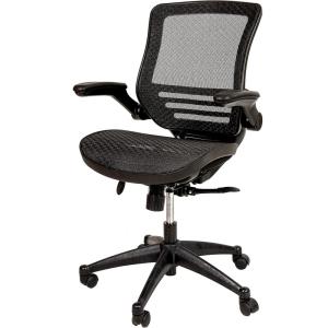 Flash Furniture Warfield Mid-Back Transparent Black Mesh Executive Swivel Office Chair with Graphite Silver Frame and Flip-Up Arms(Black Mesh/Black Frame)