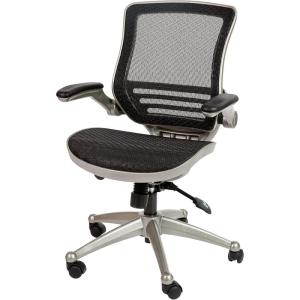 Flash Furniture Warfield Mid-Back Transparent Black Mesh Executive Swivel Office Chair with Graphite Silver Frame and Flip-Up Arms(Black Mesh/Graphite Silver Frame)