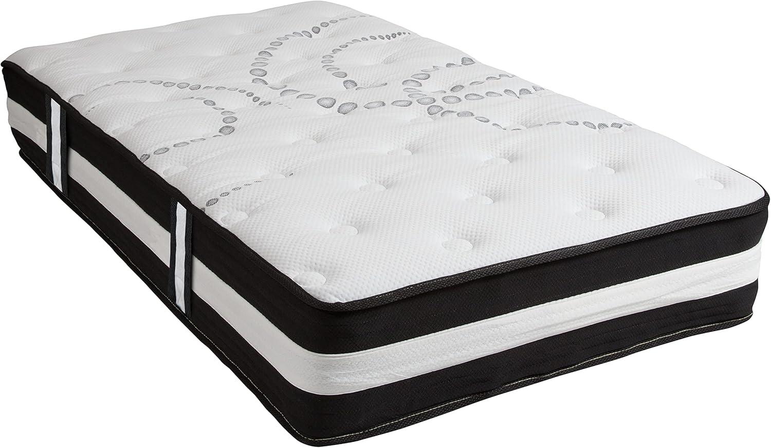 image:imageFlash Furniture 14 Inch Metal Platform Bed Frame with 12 Inch Pocket Spring Mattress in a Box and 2 Inch Cool Gel Memory Foam Topper Twin