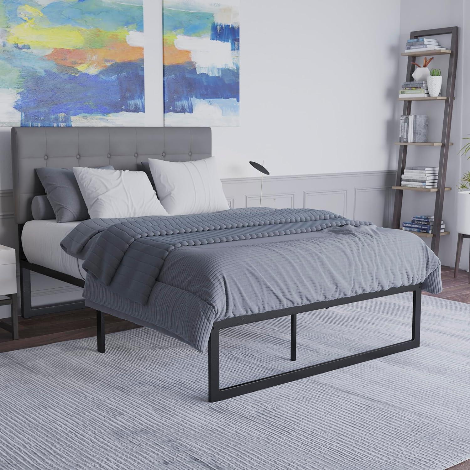 image:imageFlash Furniture Bentley 14 Metal Platform Bed Frame Black FrameSteel Slat Supports 125 Underbed Storage No Box Spring Needed Quick Lock FunctionalityFull