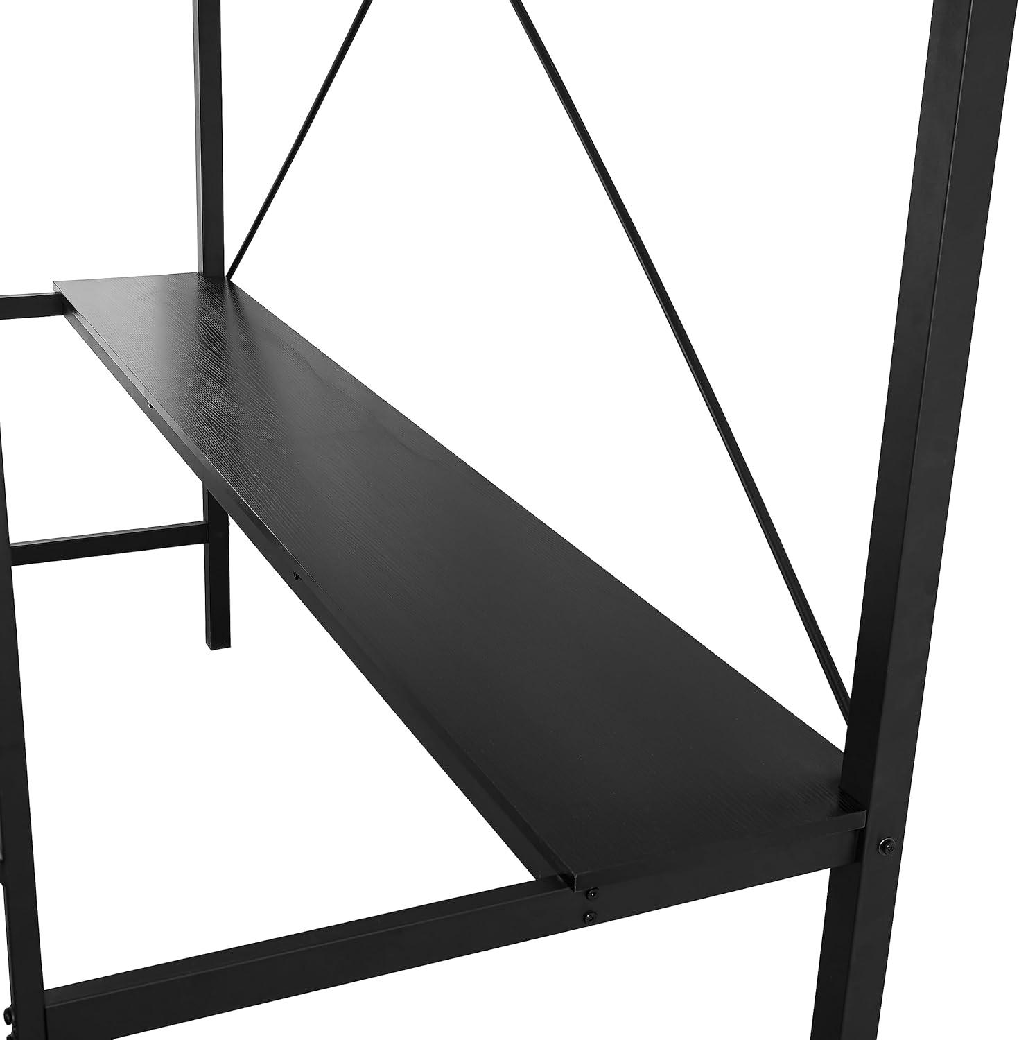 image:imageFlash Furniture Jake Loft Bed Frame with Desk Twin Size Black Metal Frame 250 lbs Static Weight Capacity Protective Guard Rails Assembles in 1 Hour or LessBlack