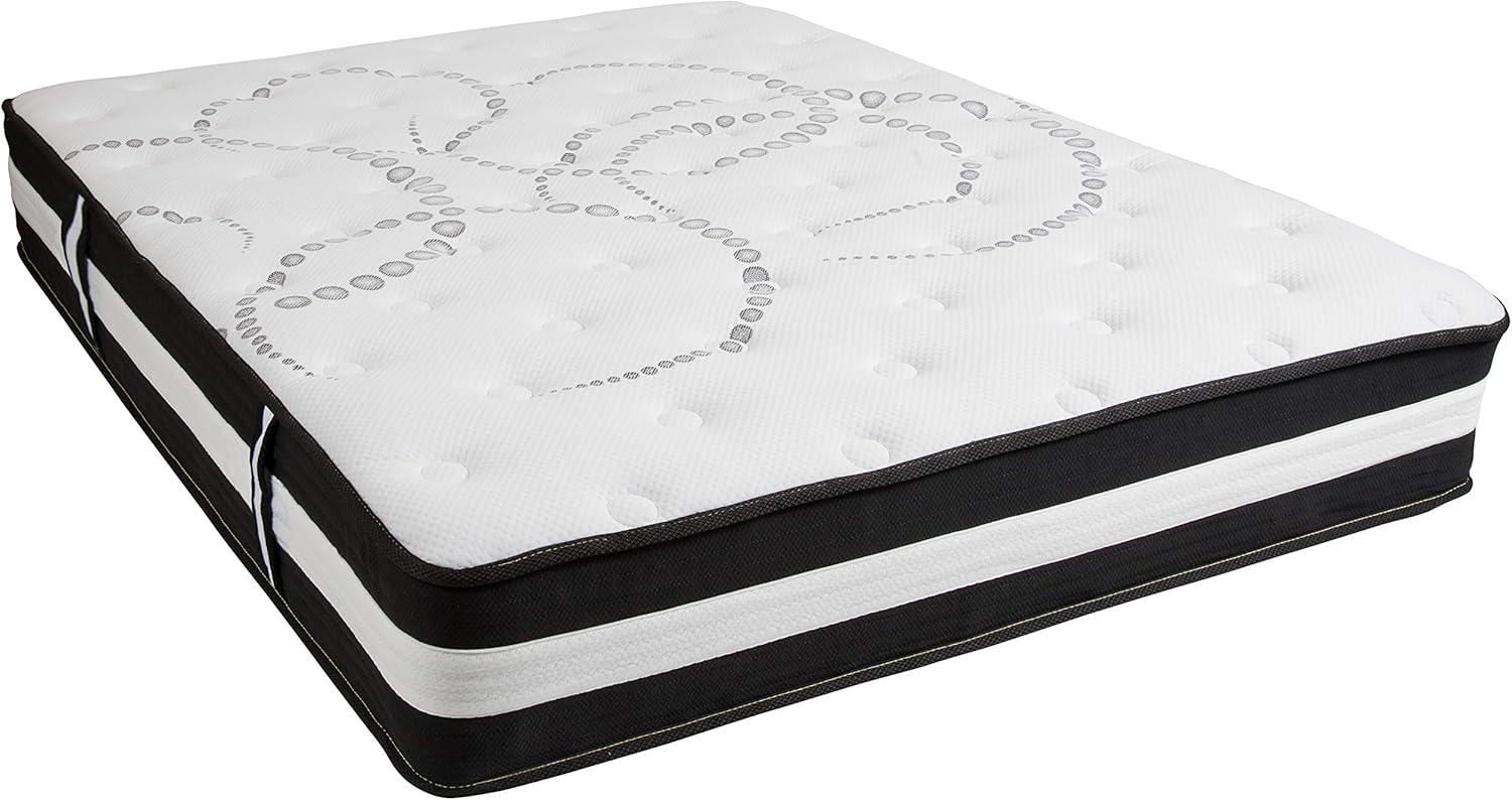 image:imageFlash Furniture Louis 14 Inch Metal Platform Bed Frame with 12 Inch Pocket Spring Mattress in a Box No Box Spring Required Queen