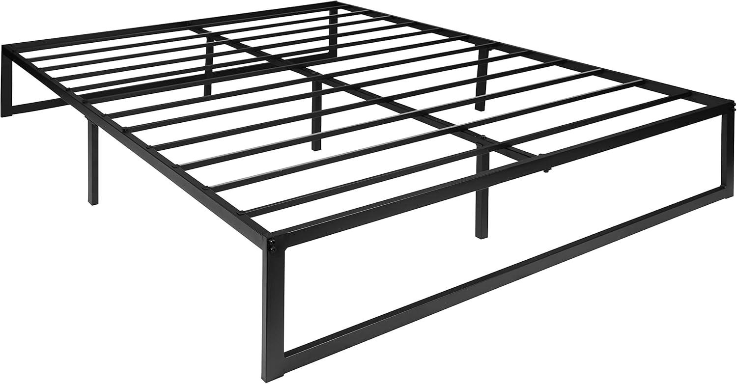 image:imageFlash Furniture Louis 14 Inch Metal Platform Bed Frame with 12 Inch Pocket Spring Mattress in a Box No Box Spring Required Queen