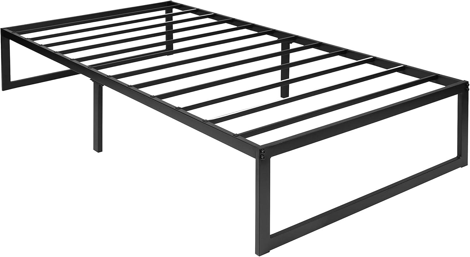 image:imageFlash Furniture Louis 14 Inch Metal Platform Bed Frame with 12 Inch Pocket Spring Mattress in a Box No Box Spring Required Twin
