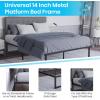 Flash Furniture Bentley 14″ Metal Platform Bed Frame – Black Frame/Steel Slats – 12.5″ Underbed Storage – No Box Spring Needed – Quick Lock Functionality-Queen