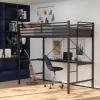 Flash Furniture Jake Loft Bed Frame with Desk – Twin Size – Black Metal Frame – 250 lbs. Static Weight Capacity – Protective Guard Rails – Assembles in 1 Hour or Less(Black)