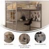 Flash Furniture Jake Loft Bed Frame with Desk – Twin Size – Black Metal Frame – 250 lbs. Static Weight Capacity – Protective Guard Rails – Assembles in 1 Hour or Less(Grey)