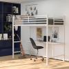 Flash Furniture Jake Loft Bed Frame with Desk – Twin Size – Black Metal Frame – 250 lbs. Static Weight Capacity – Protective Guard Rails – Assembles in 1 Hour or Less(White)