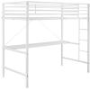 Flash Furniture Jake Loft Bed Frame with Desk – Twin Size – Black Metal Frame – 250 lbs. Static Weight Capacity – Protective Guard Rails – Assembles in 1 Hour or Less(White)