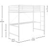 Flash Furniture Jake Loft Bed Frame with Desk – Twin Size – Black Metal Frame – 250 lbs. Static Weight Capacity – Protective Guard Rails – Assembles in 1 Hour or Less(White)