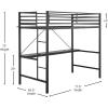 Flash Furniture Jake Loft Bed Frame with Desk – Twin Size – Black Metal Frame – 250 lbs. Static Weight Capacity – Protective Guard Rails – Assembles in 1 Hour or Less(Black)