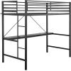 Flash Furniture Jake Loft Bed Frame with Desk – Twin Size – Black Metal Frame – 250 lbs. Static Weight Capacity – Protective Guard Rails – Assembles in 1 Hour or Less(Black)