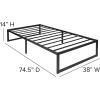 Flash Furniture Louis 14 Inch Metal Platform Bed Frame with 12 Inch Pocket Spring Mattress in a Box (No Box Spring Required) – Twin