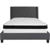 Flash Furniture Riverdale Queen Size Tufted Upholstered Platform Bed in Dark Gray Fabric with Memory Foam Mattress(Dark Gray)