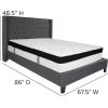 Flash Furniture Riverdale Queen Size Tufted Upholstered Platform Bed in Dark Gray Fabric with Memory Foam Mattress(Dark Gray)