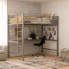 Flash Furniture Jake Loft Bed Frame with Desk – Twin Size – Black Metal Frame – 250 lbs. Static Weight Capacity – Protective Guard Rails – Assembles in 1 Hour or Less(Grey)