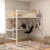 Flash Furniture Jake Loft Bed Frame with Desk – Twin Size – Black Metal Frame – 250 lbs. Static Weight Capacity – Protective Guard Rails – Assembles in 1 Hour or Less(White)