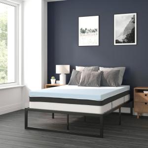 Flash Furniture 14 Inch Metal Platform Bed Frame with 10 Inch Pocket Spring Mattress in a Box and 3 inch Cool Gel Memory Foam Topper – Full