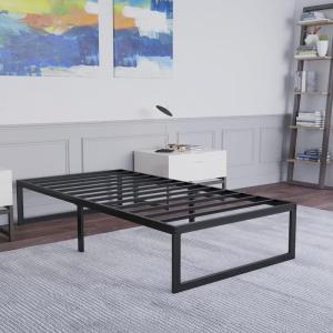 Flash Furniture Bentley 14″ Metal Platform Bed Frame – Black Frame/Steel Slat Supports – 12.5″ Underbed Storage – No Box Spring Needed – Quick Lock Functionality-Twin