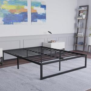 Flash Furniture Bentley 14″ Metal Platform Bed Frame – Black Frame/Steel Slat Supports – 12.5″ Underbed Storage – No Box Spring Needed – Quick Lock Functionality-Full