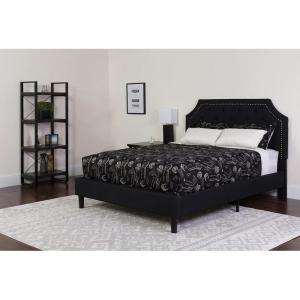 Flash Furniture Brighton Queen Size Tufted Upholstered Platform Bed in Black Fabric with Memory Foam Mattress