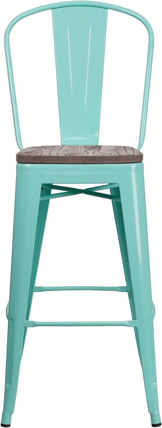 image:imageFlash Furniture 30 High Mint Green Metal Barstool with Back and Wood Seat1