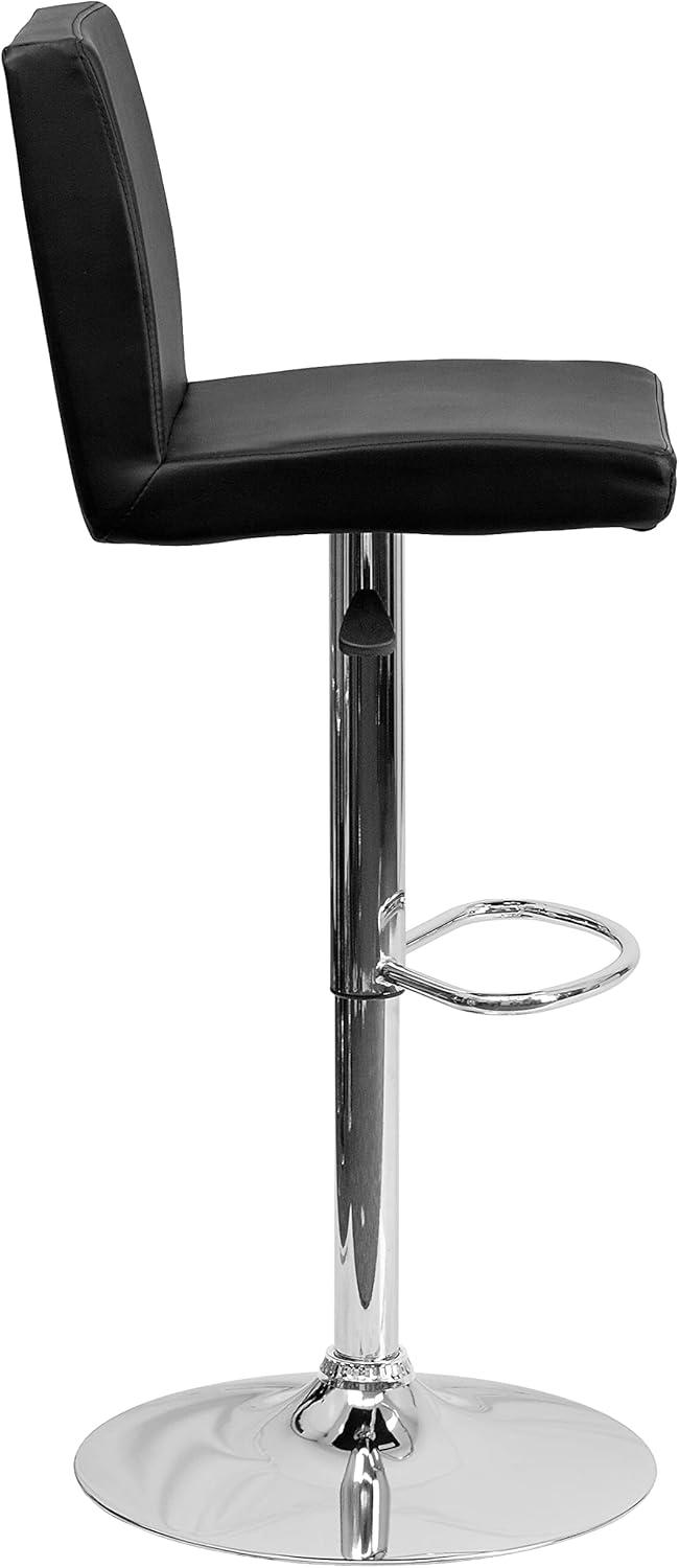 image:imageFlash Furniture Avery Contemporary White Vinyl Adjustable Height Barstool with Panel Back and Chrome Base Pack of 2Black