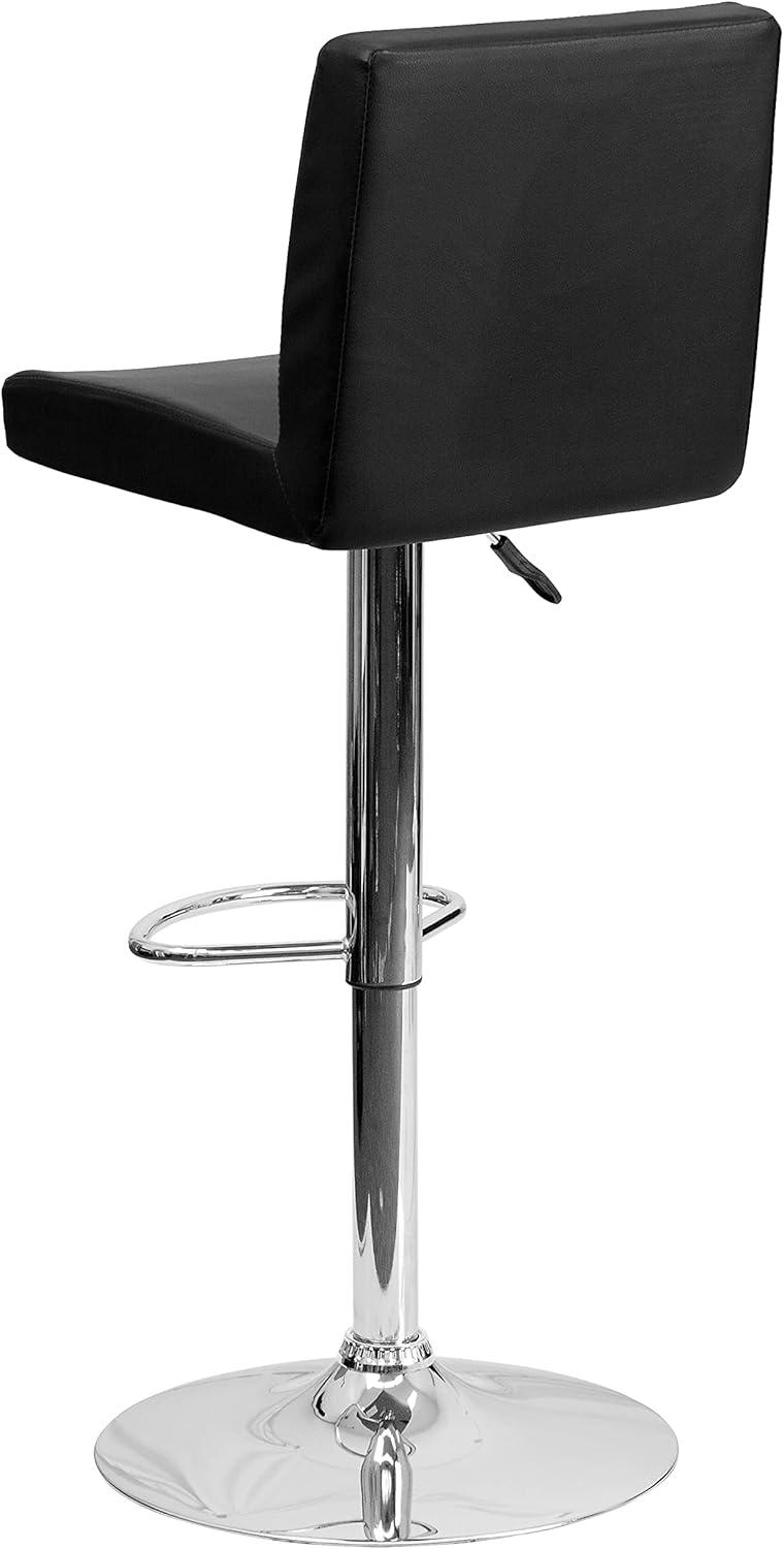 image:imageFlash Furniture Avery Contemporary White Vinyl Adjustable Height Barstool with Panel Back and Chrome Base Pack of 2Black