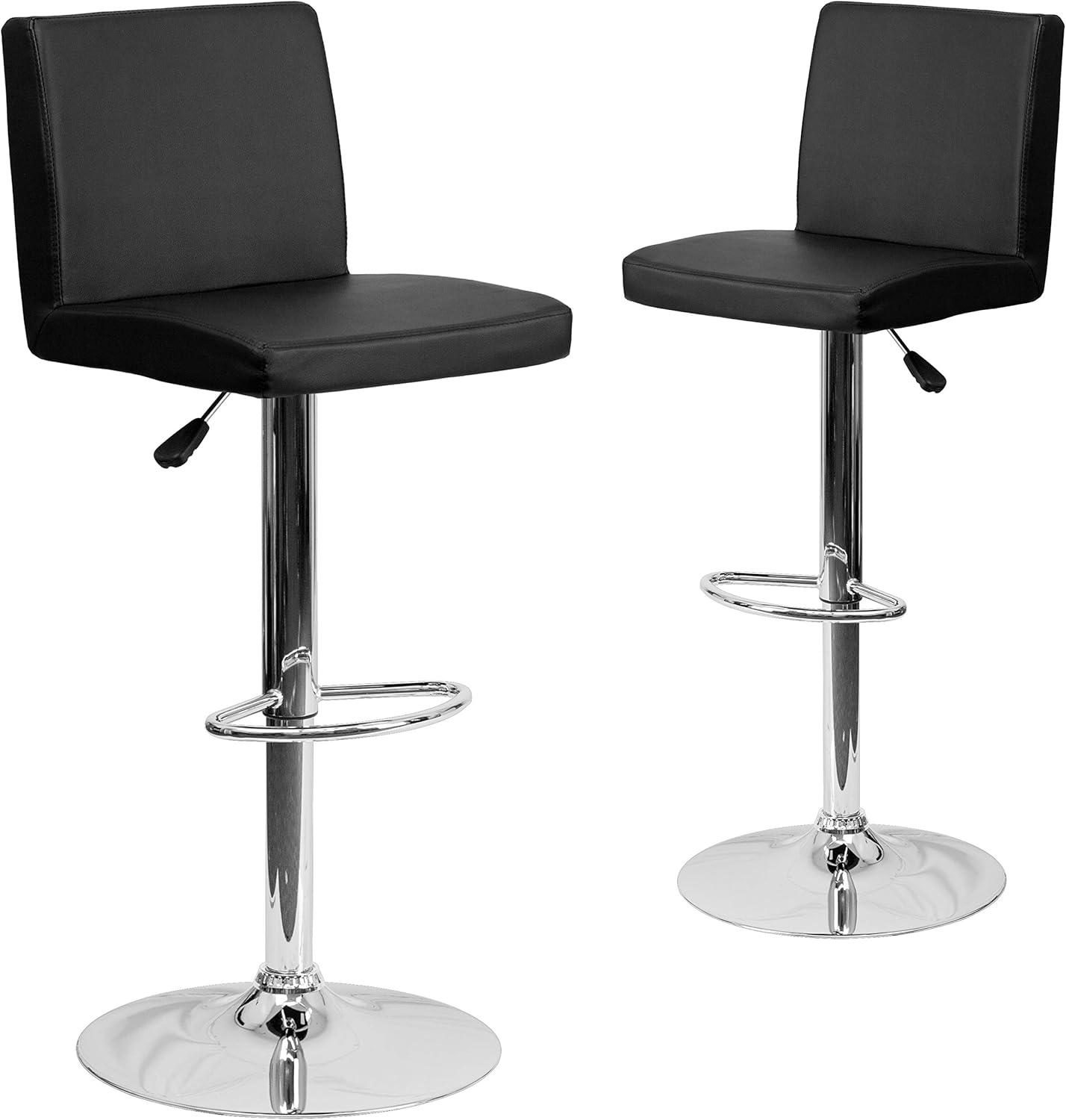 image:imageFlash Furniture Avery Contemporary White Vinyl Adjustable Height Barstool with Panel Back and Chrome Base Pack of 2Black